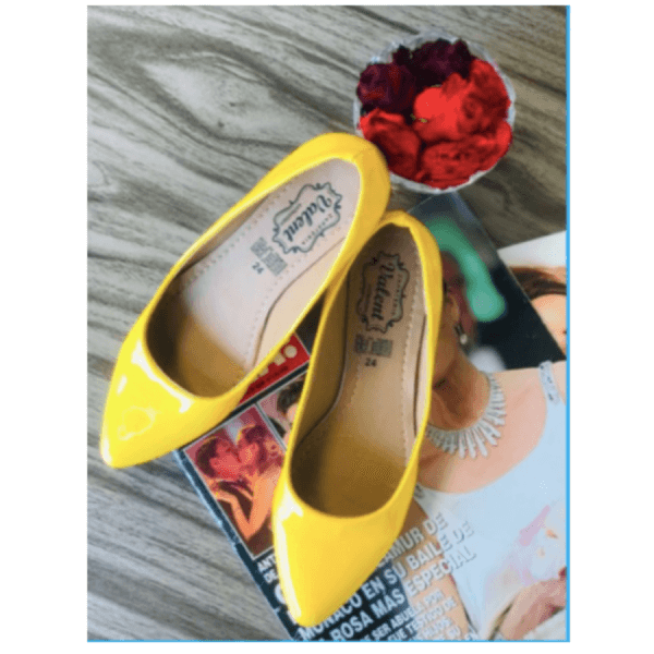 Balerina Style Shoes for Women, Made of Yellow Patent Leather